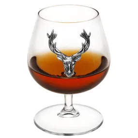 410ml Brandy Cognac Snifter Glass Gift With Pewter Stag
