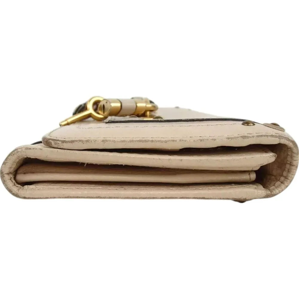 413154AZ (L1) Chloe Wallet Long Beige Leather