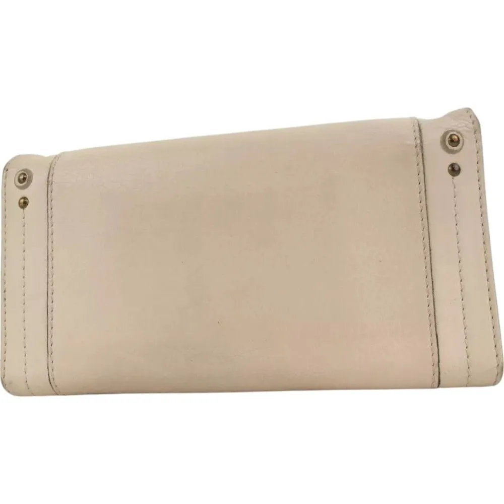 413154AZ (L1) Chloe Wallet Long Beige Leather