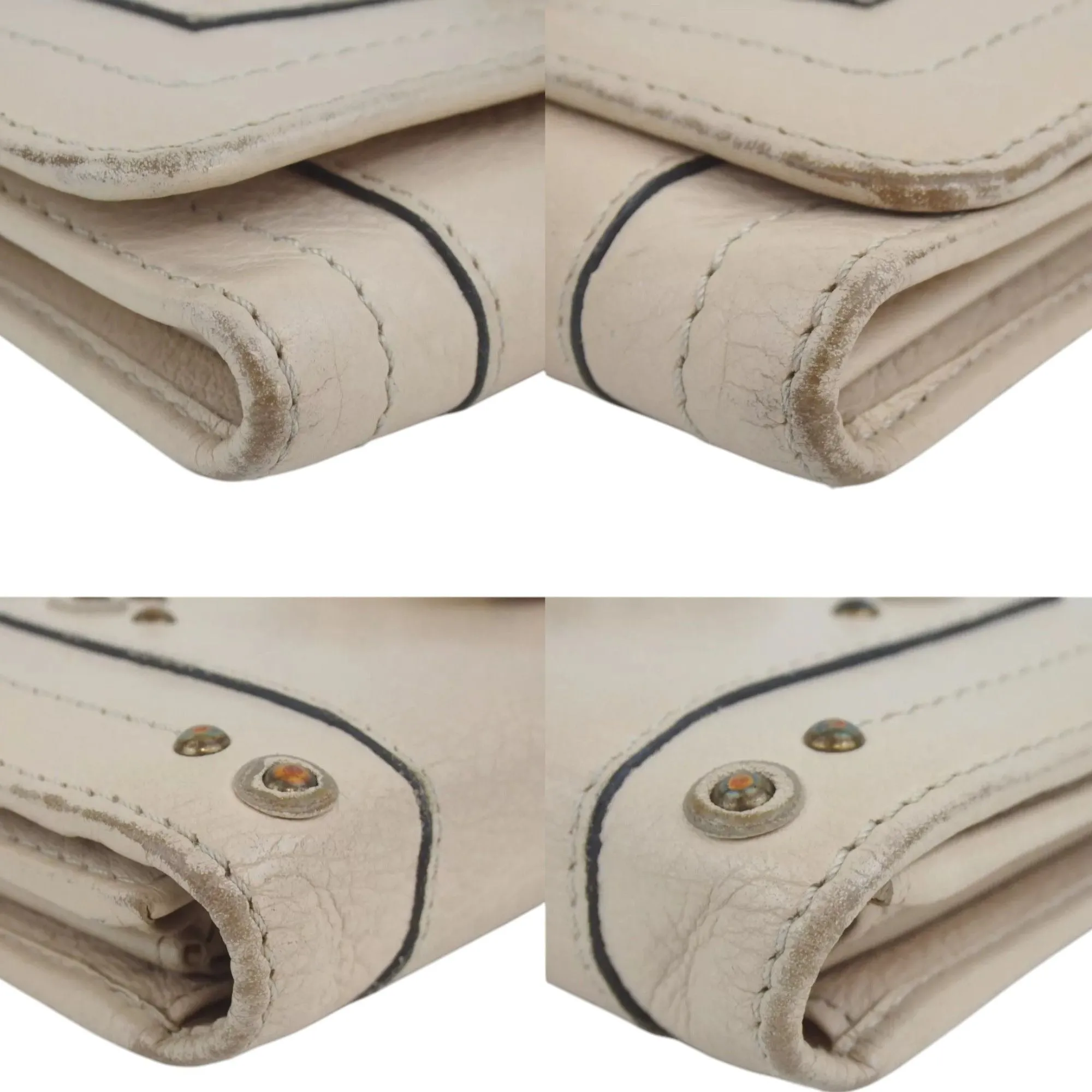 413154AZ (L1) Chloe Wallet Long Beige Leather