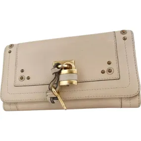 413154AZ (L1) Chloe Wallet Long Beige Leather
