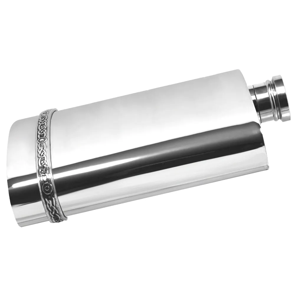 6oz Pewter Hip Flask With Intricate Celtic Band