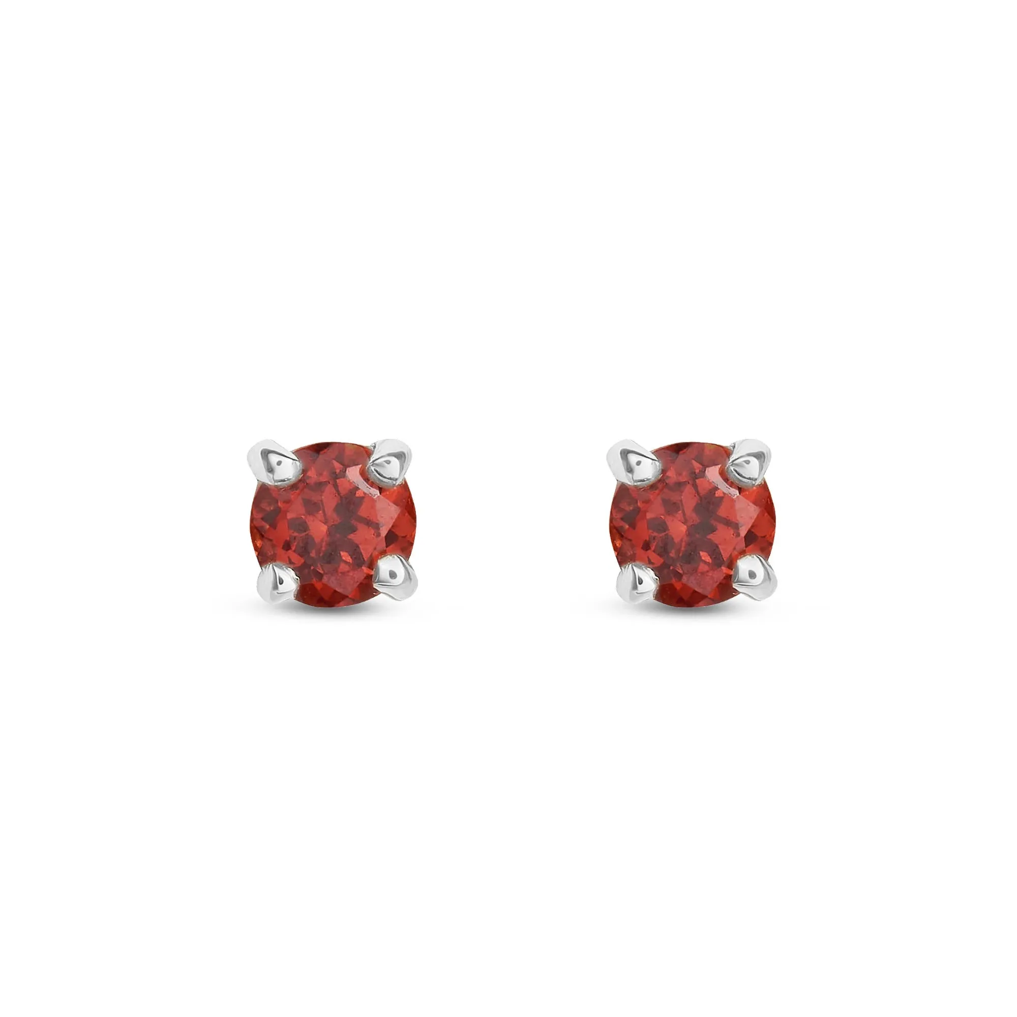 9ct White Gold 3mm Claw Set Garnet Stud Earrings 0.3ct