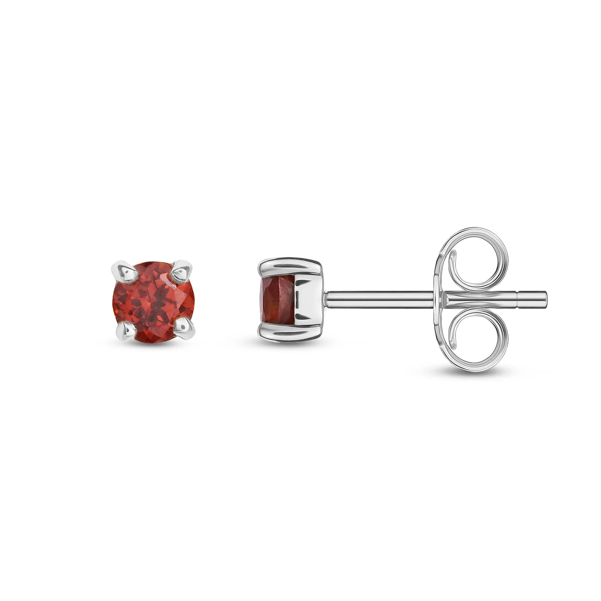9ct White Gold 3mm Claw Set Garnet Stud Earrings 0.3ct