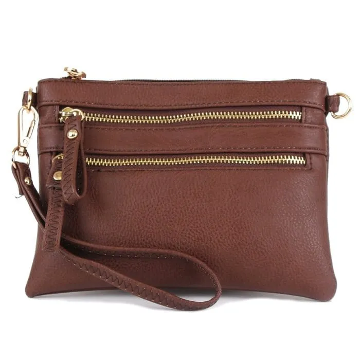 AD2581 Small Double Zipper Crossbody/Wristlet