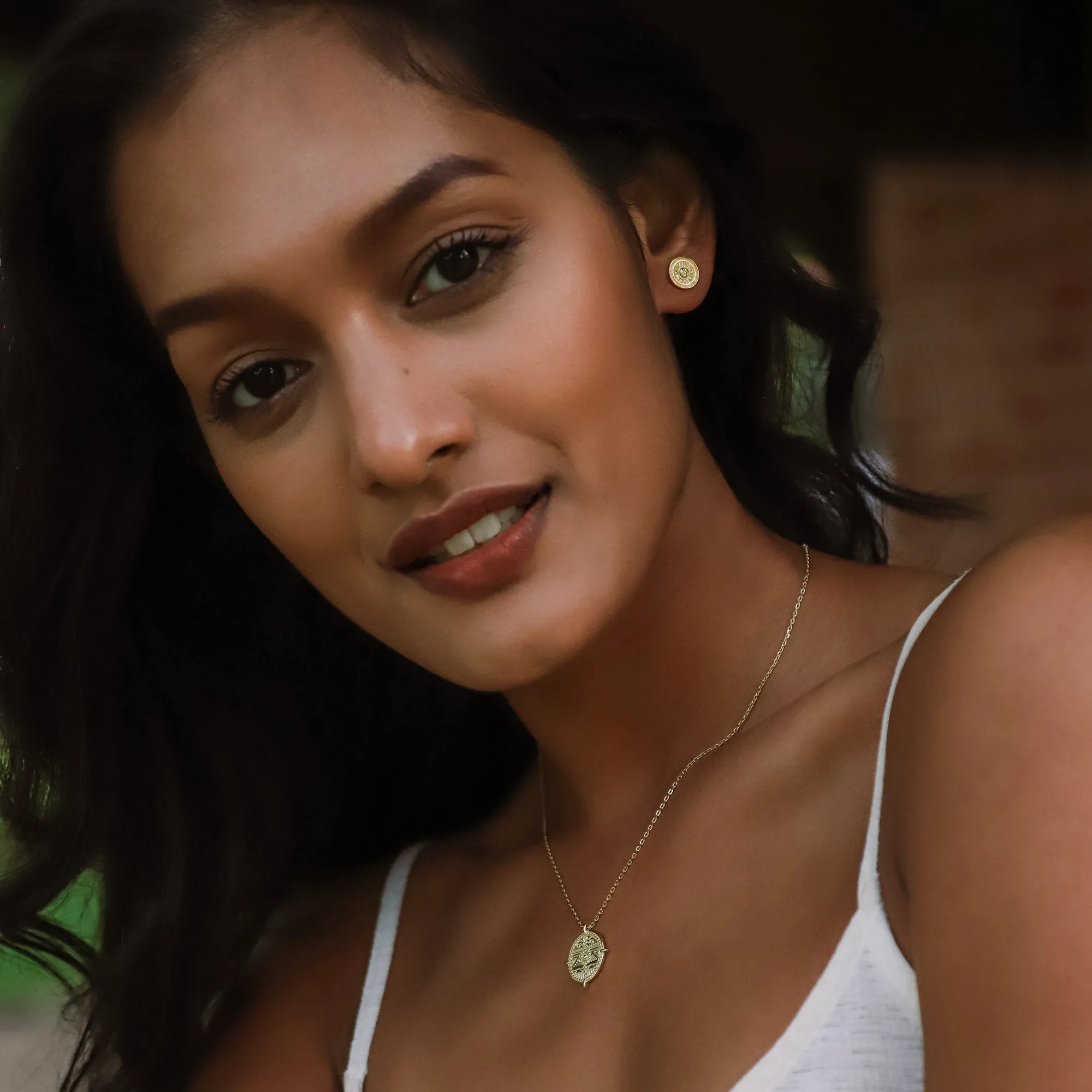 Aelia Sun Coin Studs | 18k Gold Plated