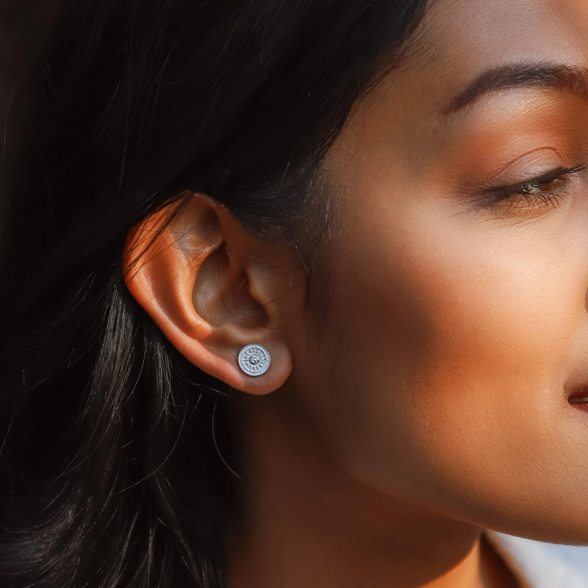 Aelia Sun Coin Studs | 925 Sterling Silver