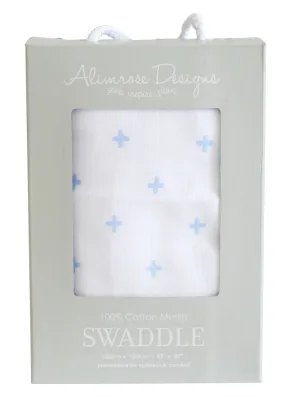 Alimrose Muslin Swaddle - Crosses Blue