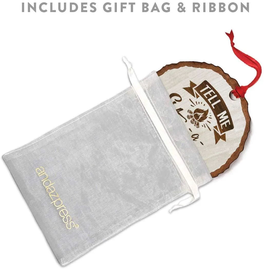 Andaz Press Real Wood Rustic Christmas Ornament, Engraved Wood Slab, Tell me a Story
