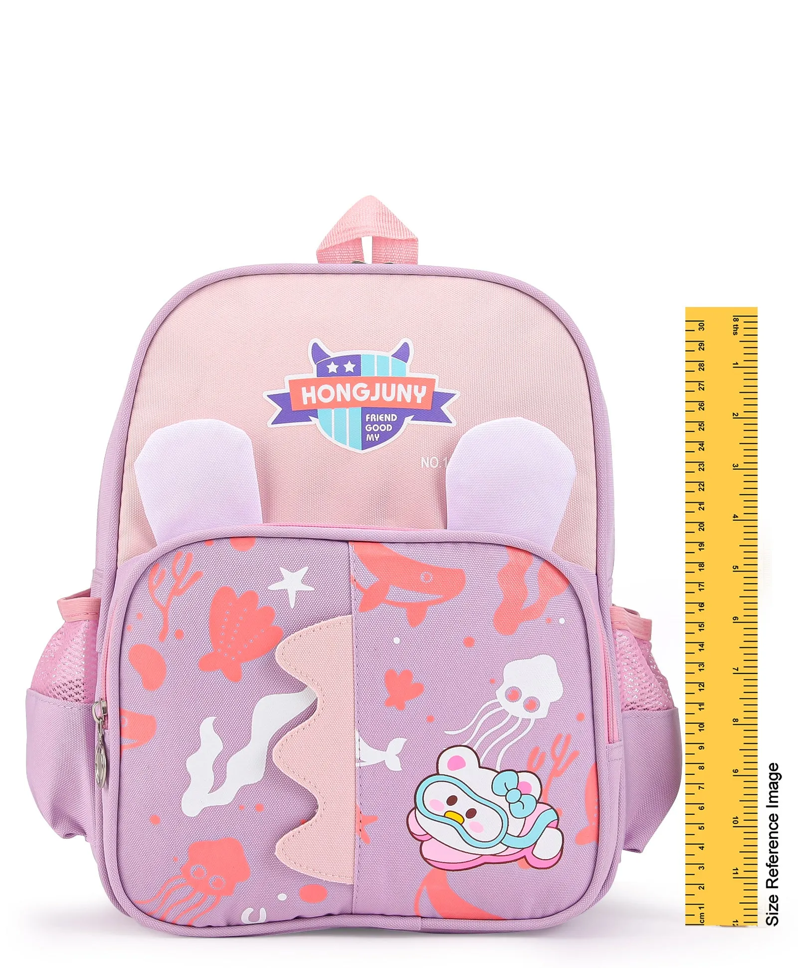 Aqua Print Double Pocket Backpack - Purple