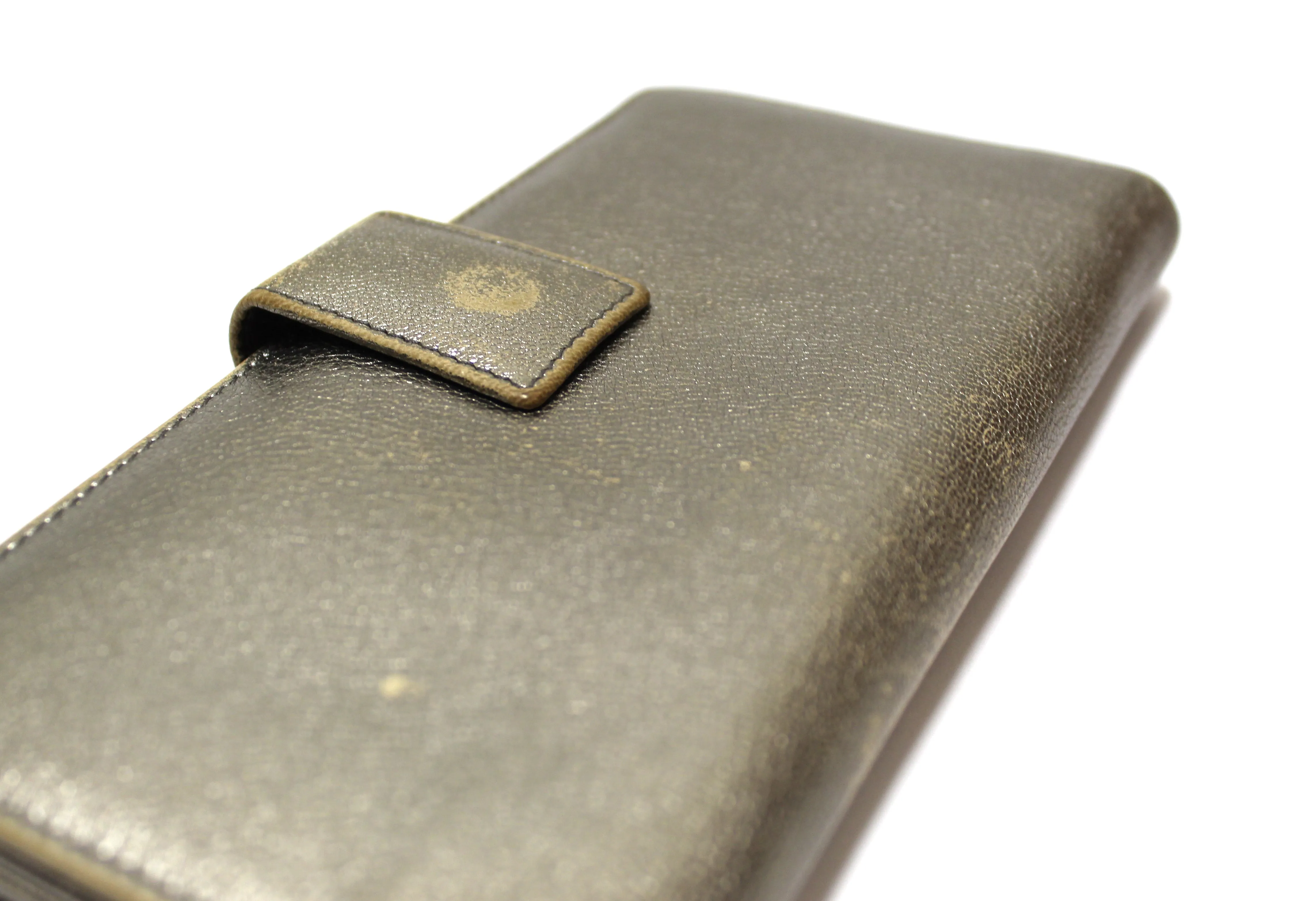 Authentic Yves Saint Laurent Metallic Silver Classic Long Wallet