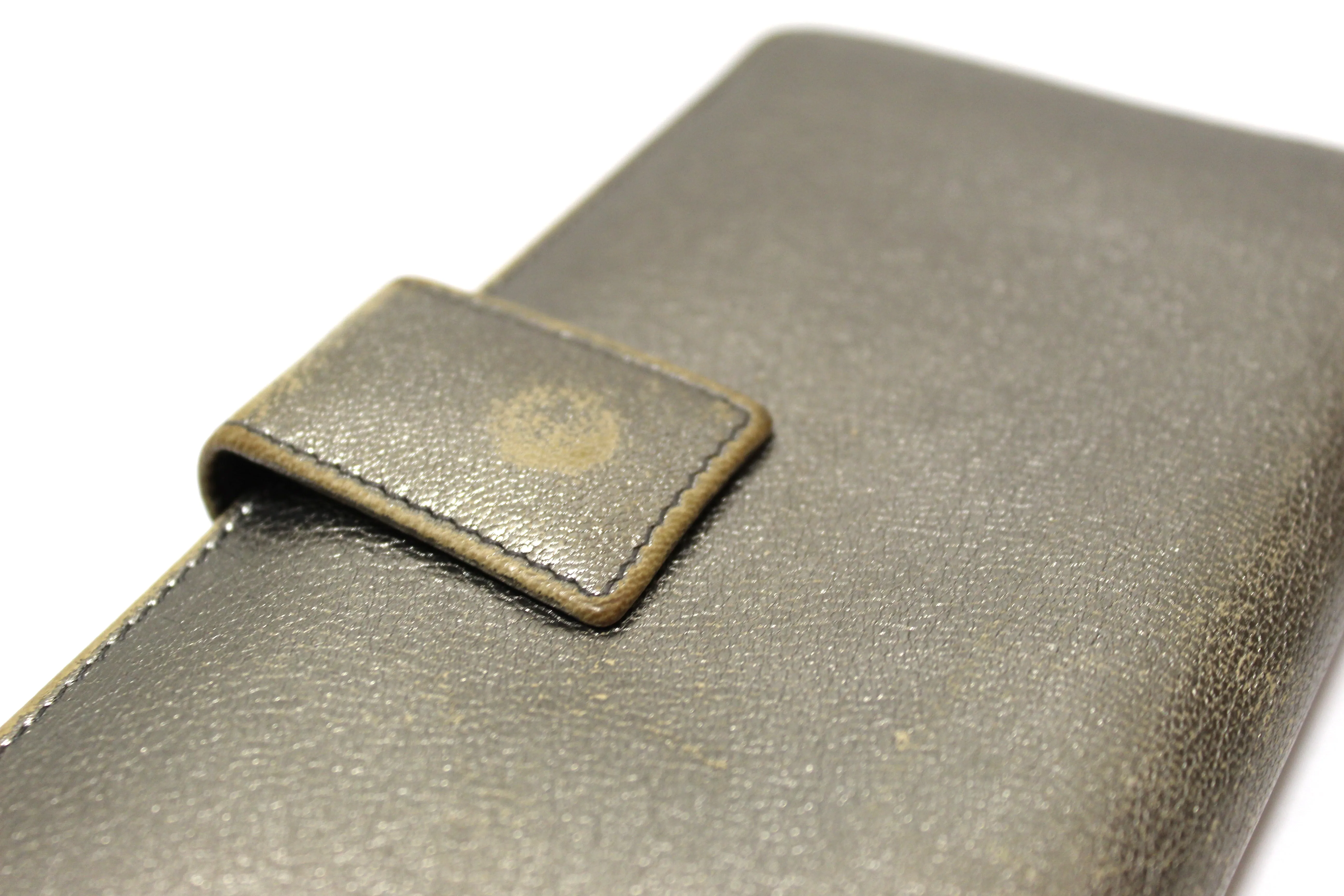 Authentic Yves Saint Laurent Metallic Silver Classic Long Wallet