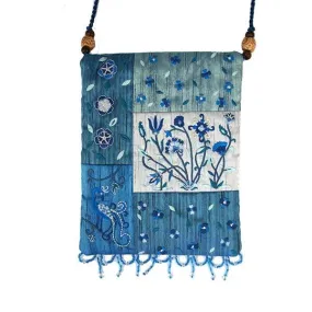 Bag - 5 Patches   Embroidery - Flowers - Blue