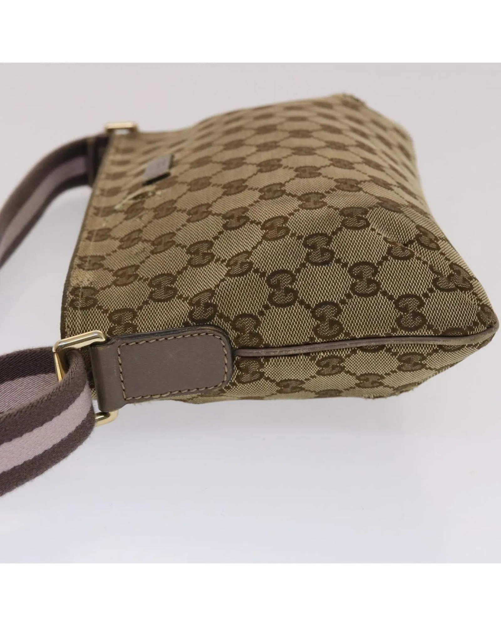 Beige Pink Canvas Shoulder Bag with GG Design