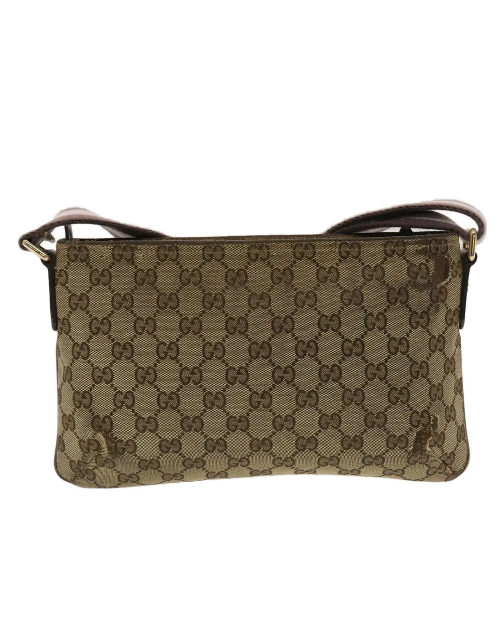 Beige Pink Canvas Shoulder Bag with GG Design
