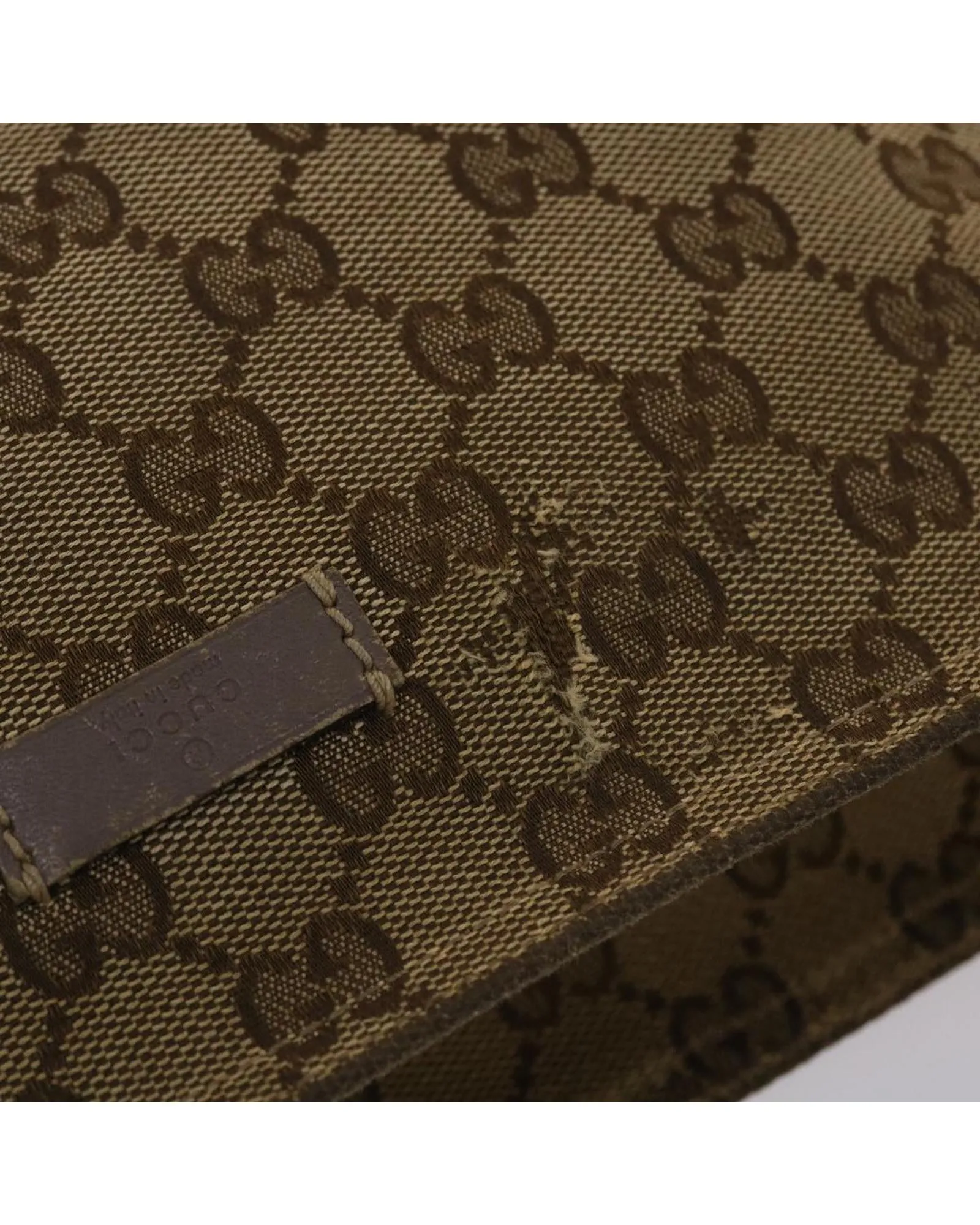 Beige Pink Canvas Shoulder Bag with GG Design