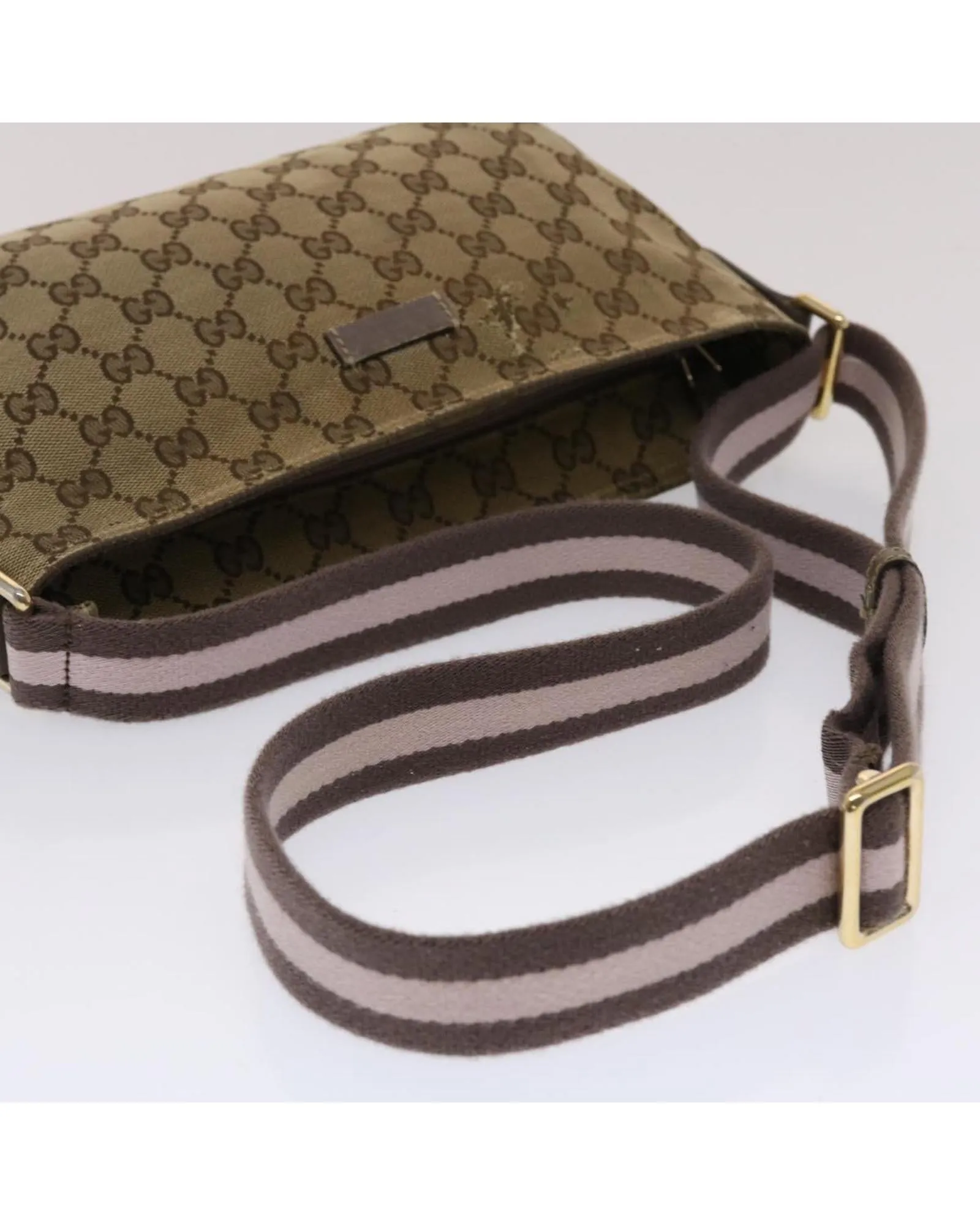 Beige Pink Canvas Shoulder Bag with GG Design