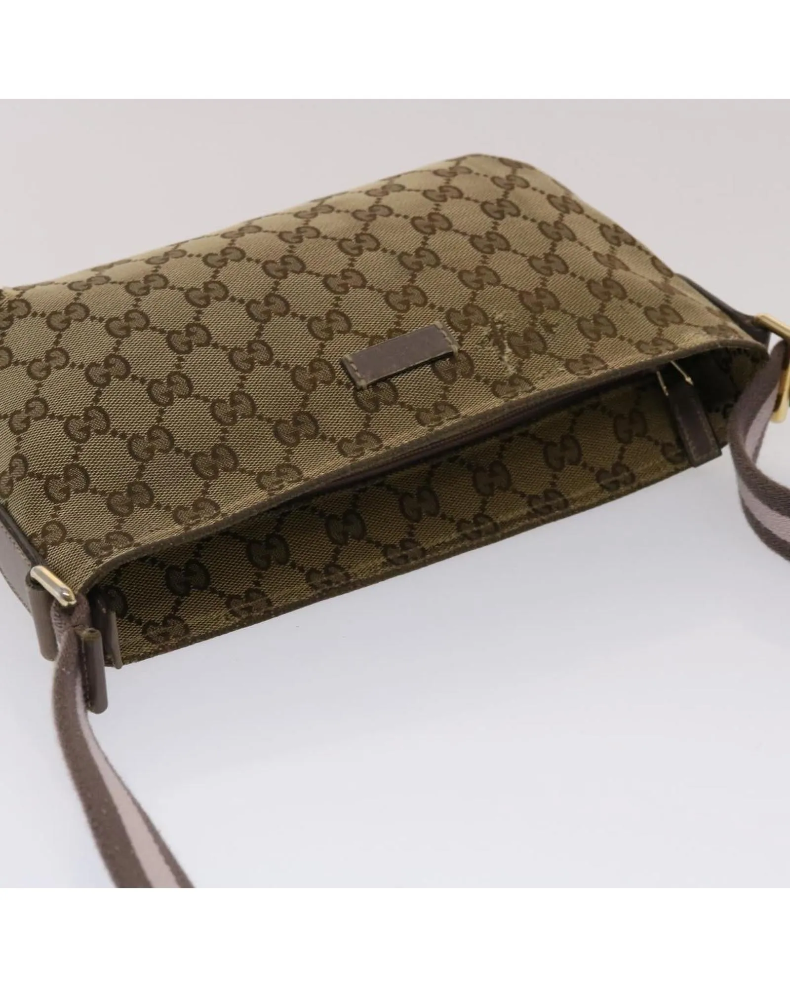 Beige Pink Canvas Shoulder Bag with GG Design