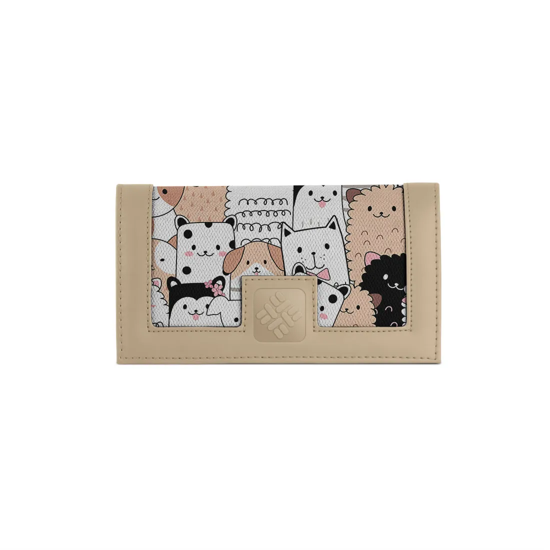 Beige Sleek Elegance Fold Wallet - Playful Kawaii Critter Charm
