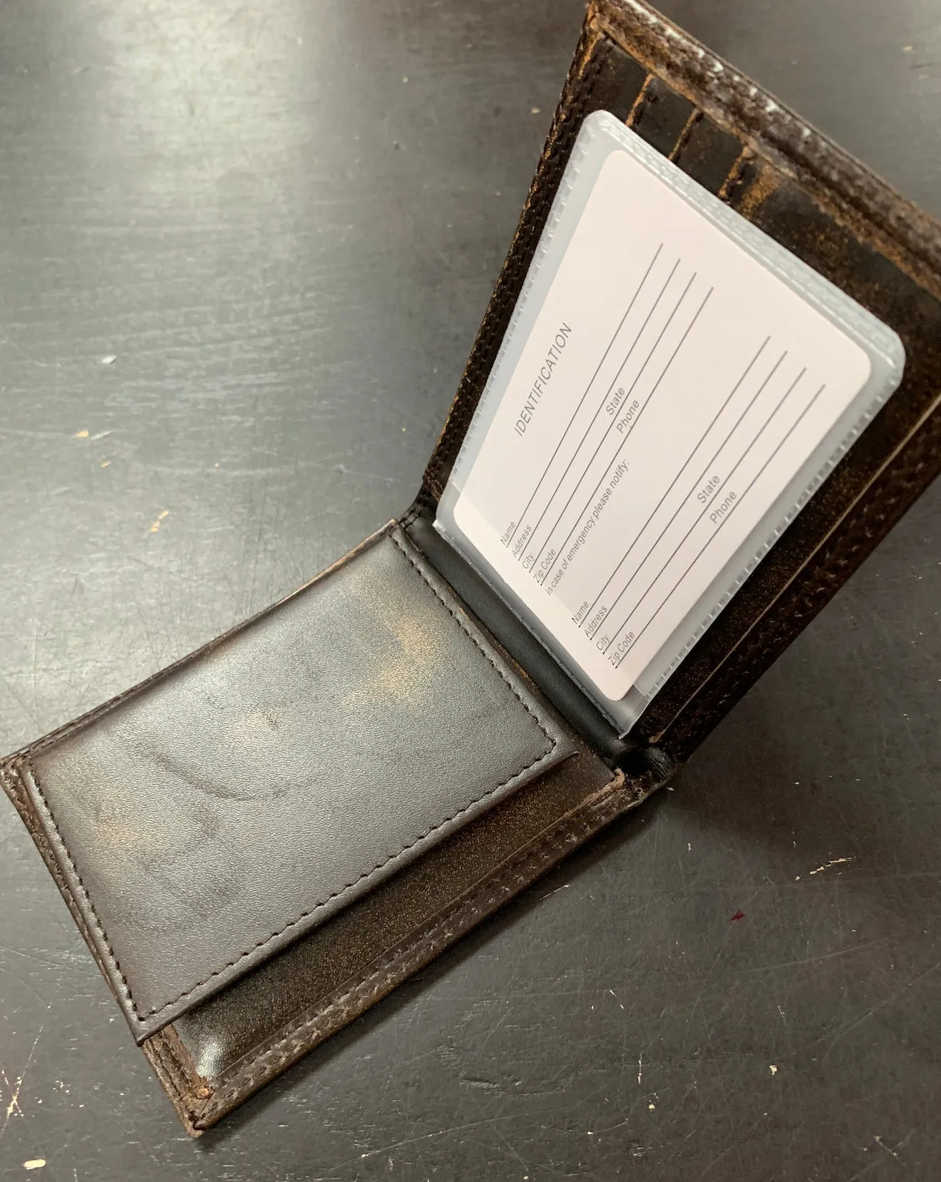 Bill Fold Passcase Wallet - Burnished Antique Leather