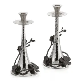 Black Orchid Shabbat Candlesticks by Michael Aram