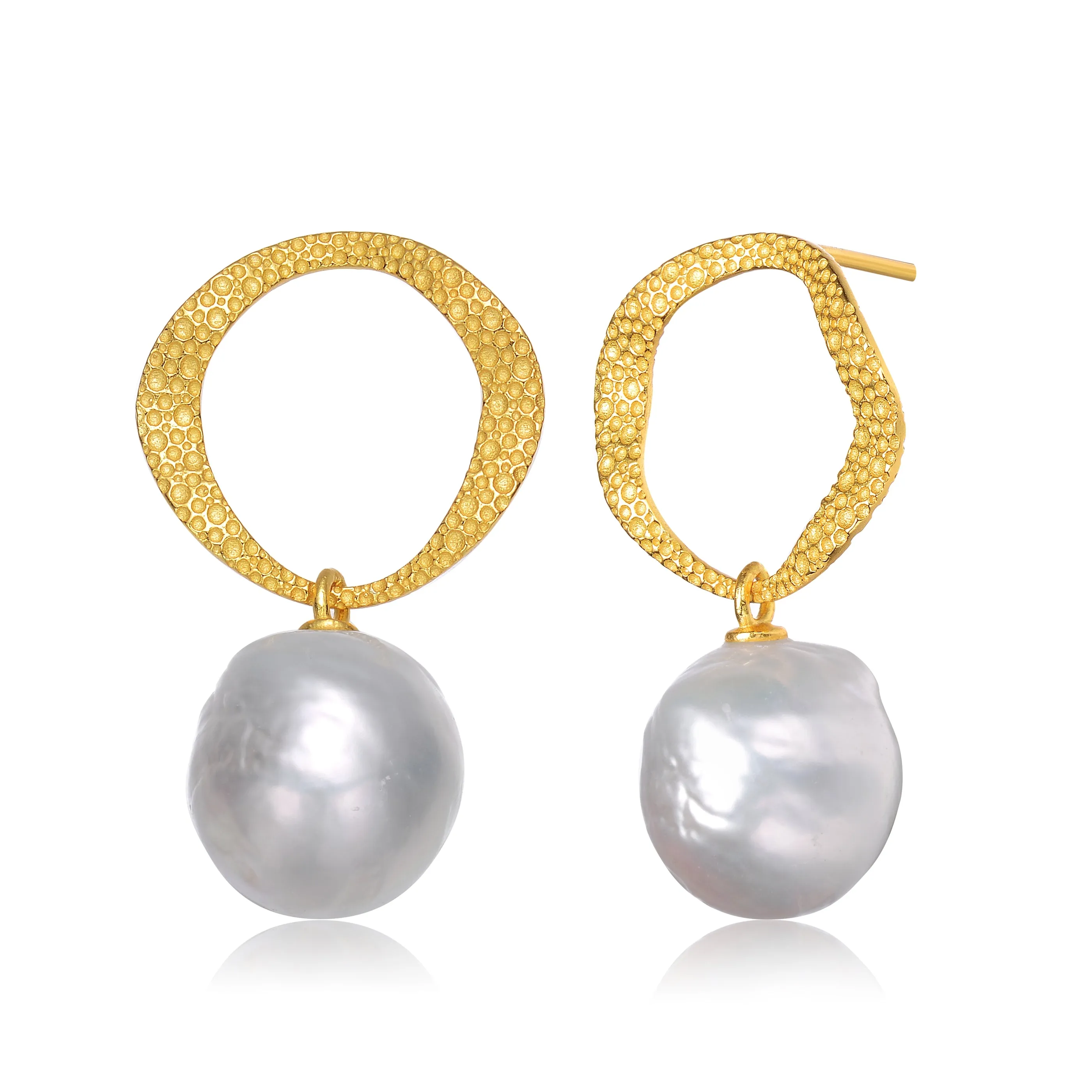 Brigitte Boho Maxi Golden Pearl Earrings