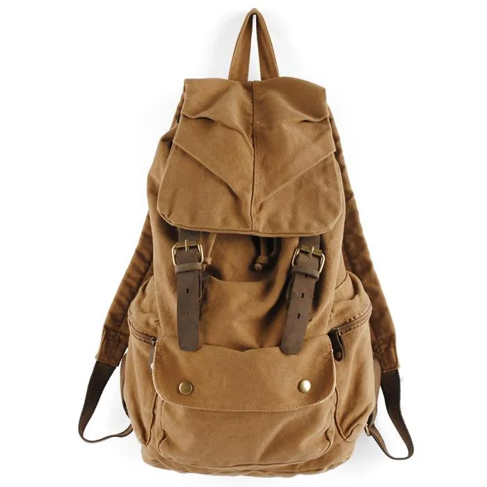 Canvas  Women Mens 18" Brown Travel Backpack Green Computer Bag College Backpack for Men