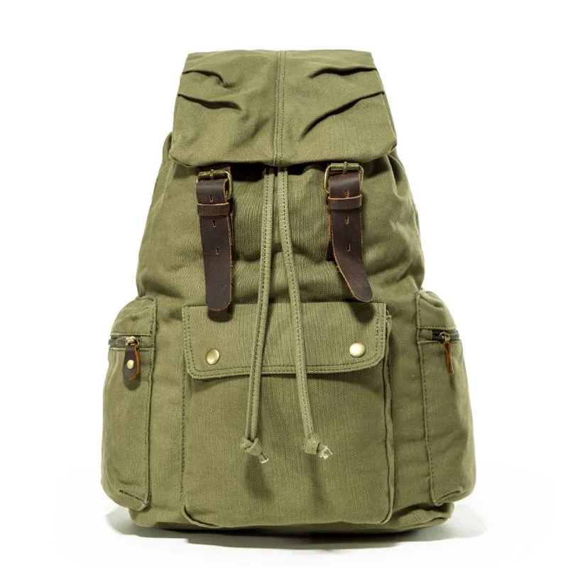 Canvas  Women Mens 18" Brown Travel Backpack Green Computer Bag College Backpack for Men