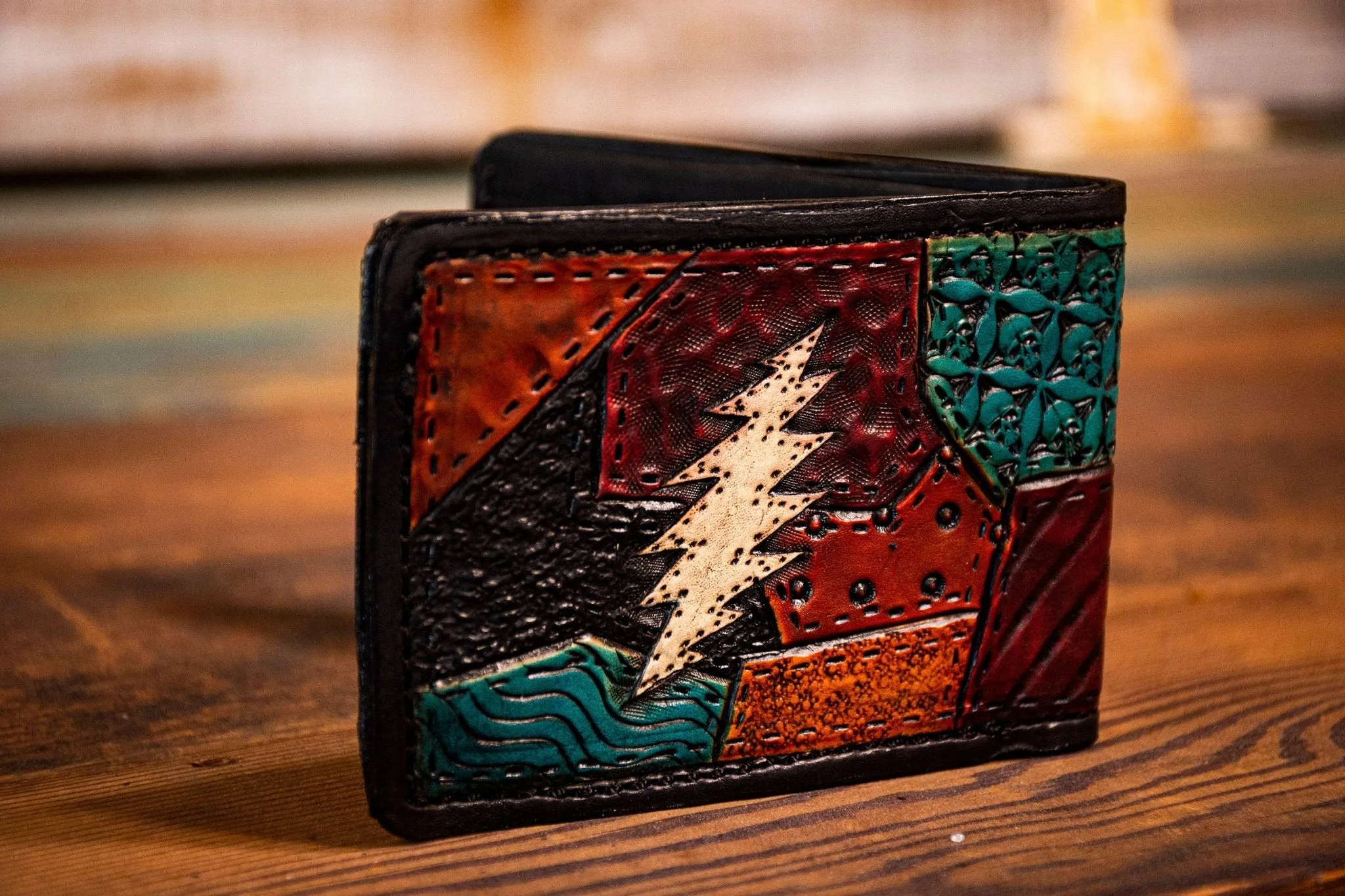 Cats Under the Stars Inspired Cyclops - Men's - Hand Tooled Leather Wallet