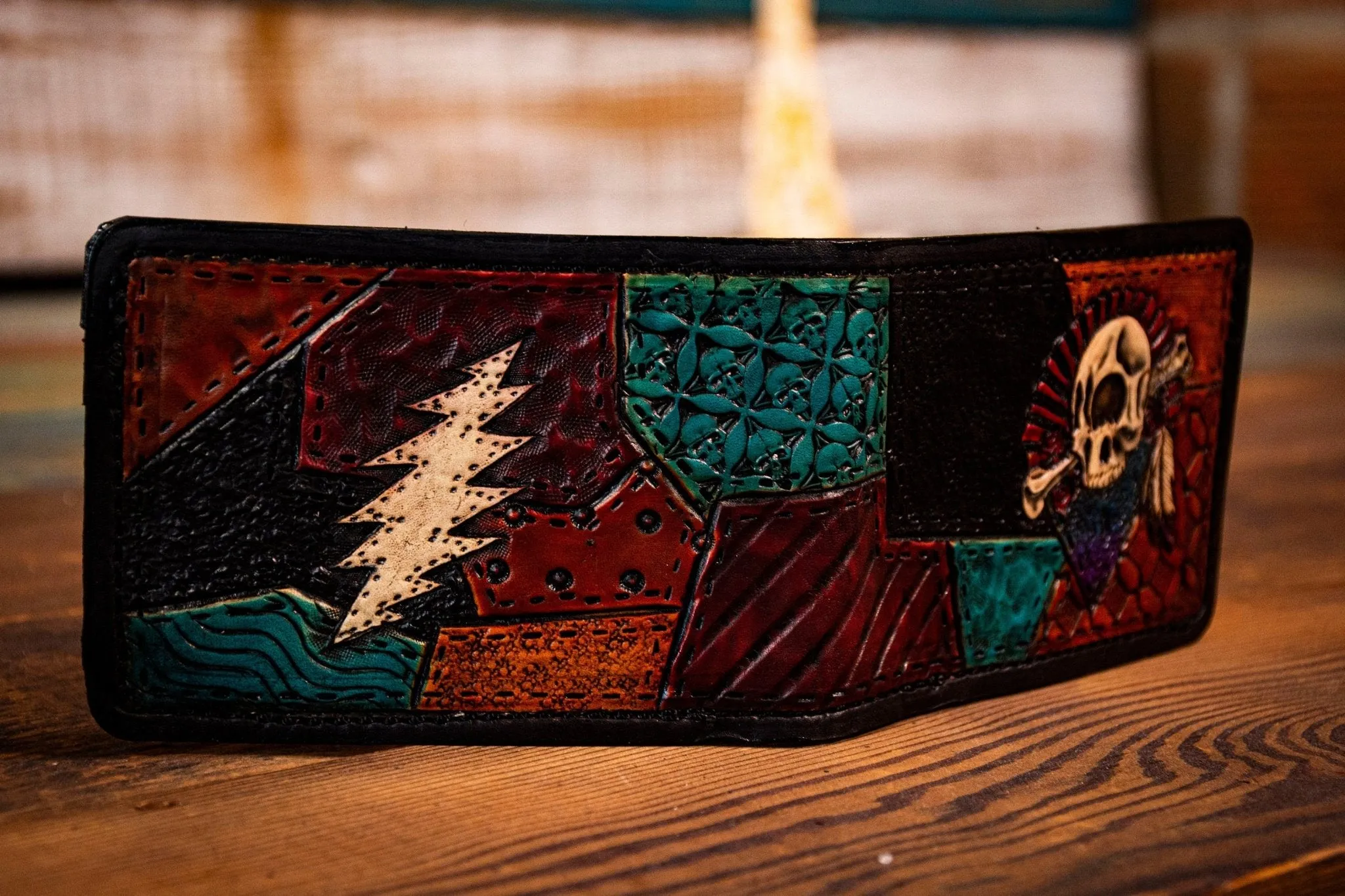 Cats Under the Stars Inspired Cyclops - Men's - Hand Tooled Leather Wallet