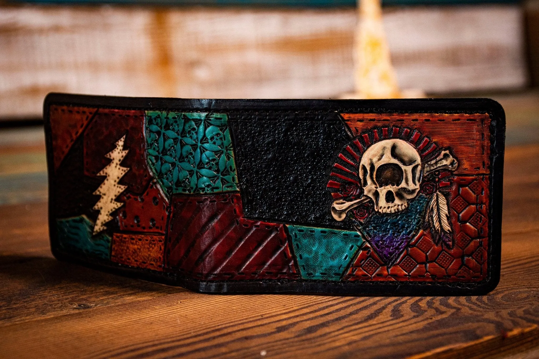 Cats Under the Stars Inspired Cyclops - Men's - Hand Tooled Leather Wallet