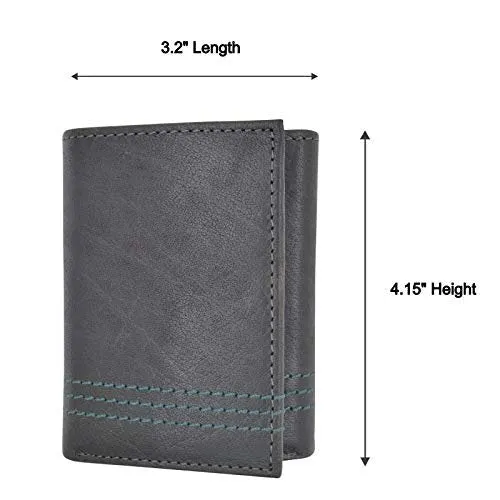 Cazoro Extra Capacity Trifold 2 ID Window Wallet for Men RFID Blocking Genuine Leather Wallet