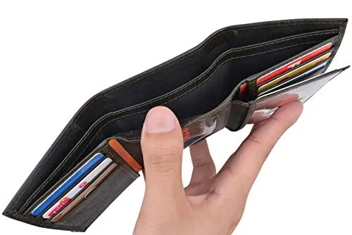 Cazoro Extra Capacity Trifold 2 ID Window Wallet for Men RFID Blocking Genuine Leather Wallet