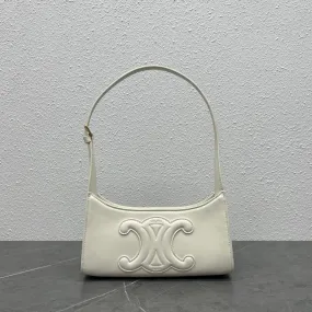 CE Cuir Triomphe Shoulder Bag White For Women 9.4in/24cm
