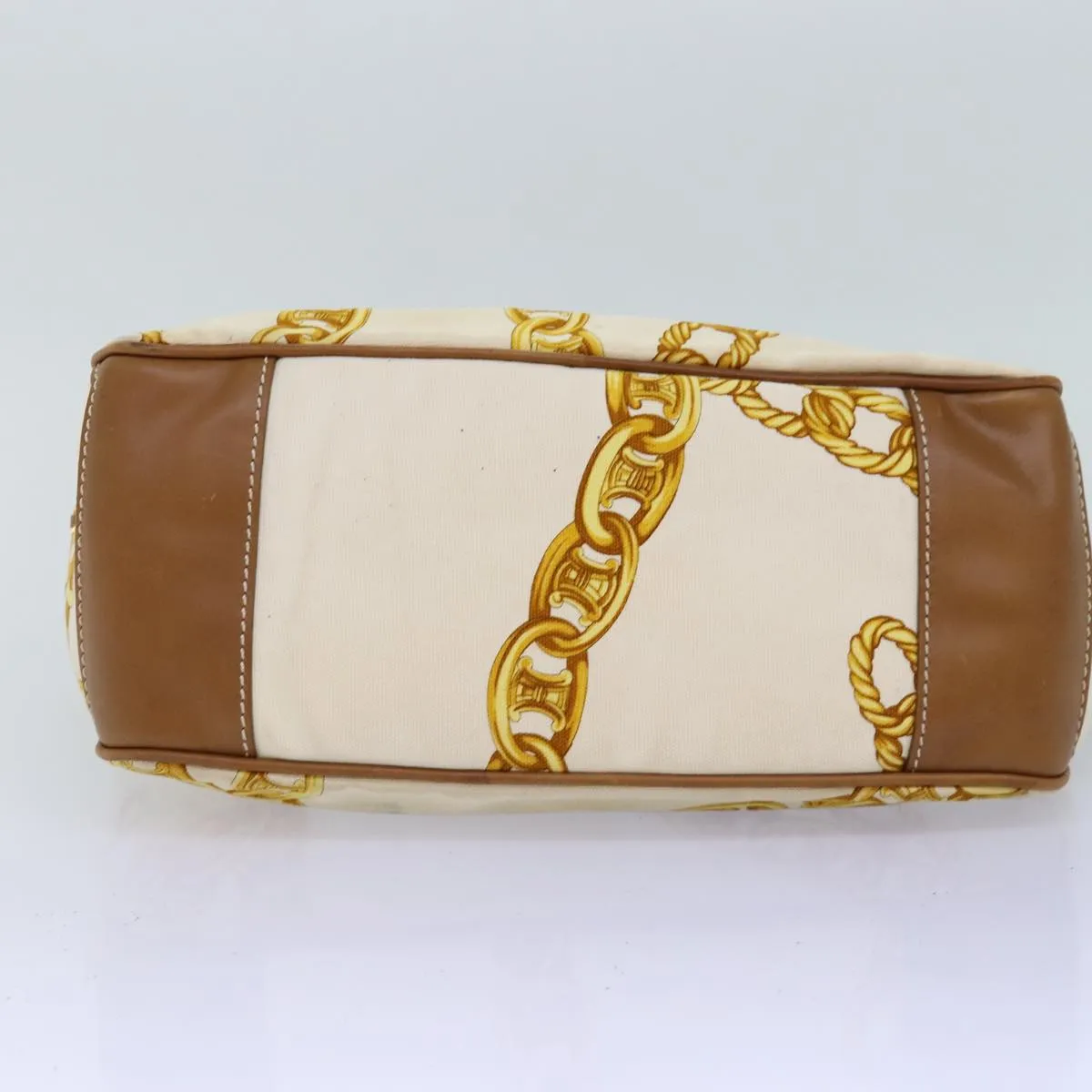 CELINE Boogie bag Hand Bag Canvas Leather Beige Yellow Auth yk12809