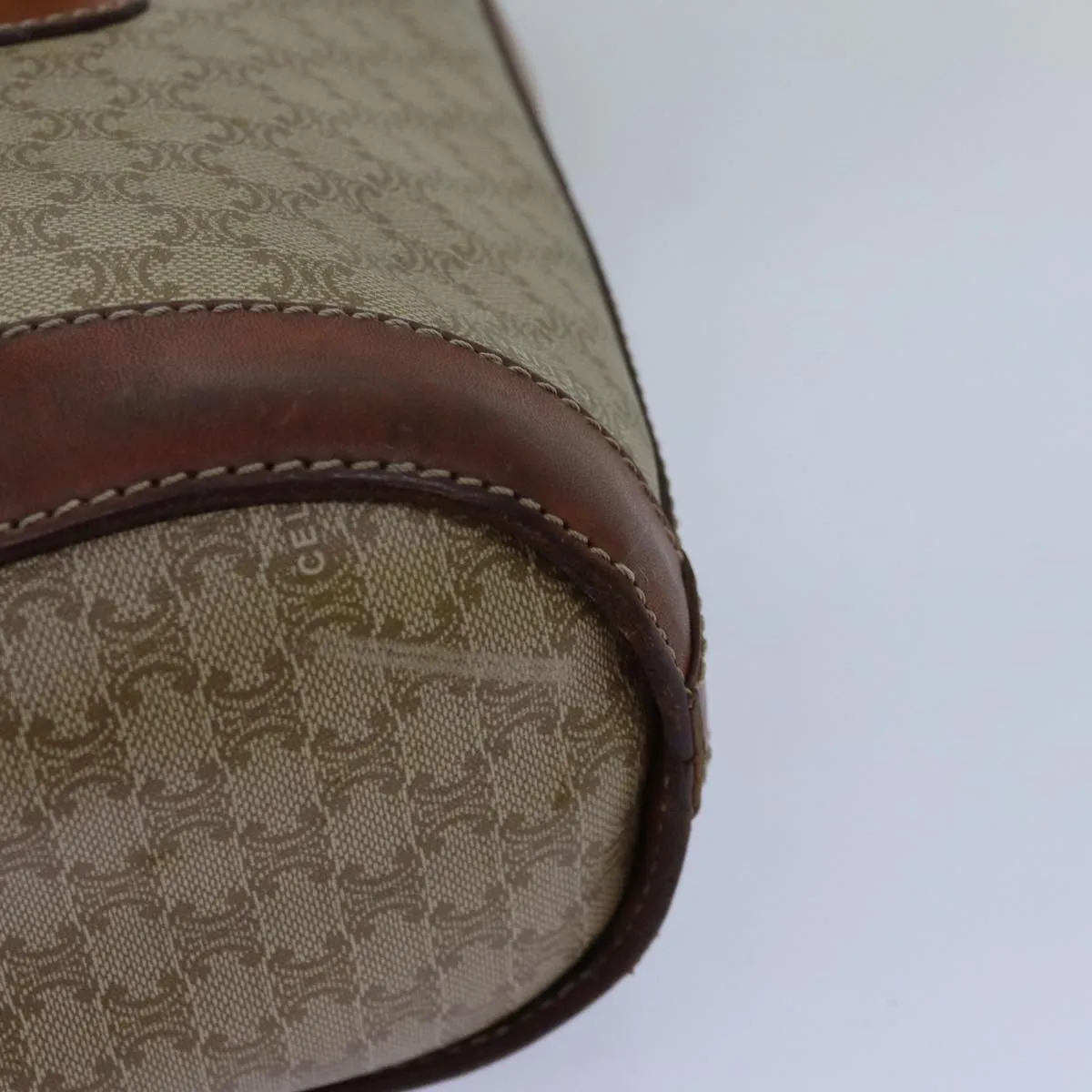 CELINE Macadam Canvas Tote Bag Beige Auth yk12586