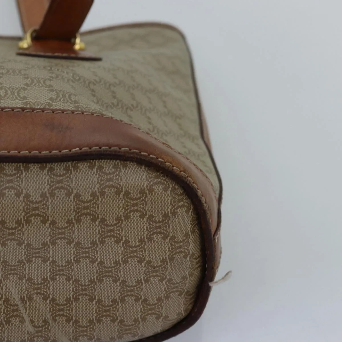 CELINE Macadam Canvas Tote Bag Beige Auth yk12586