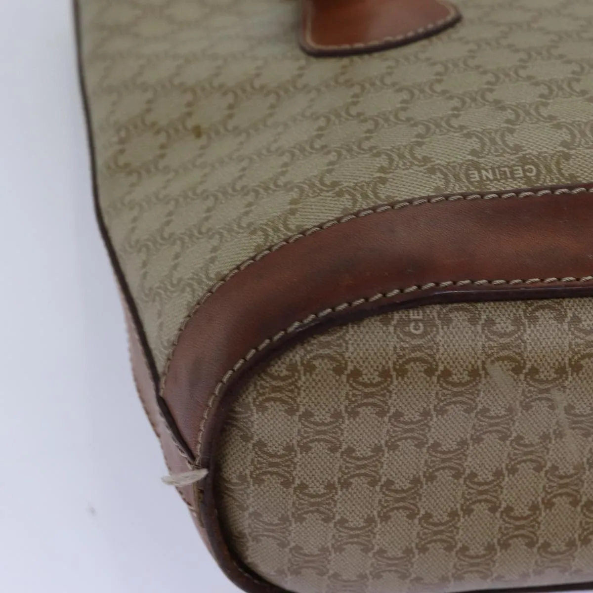 CELINE Macadam Canvas Tote Bag Beige Auth yk12586