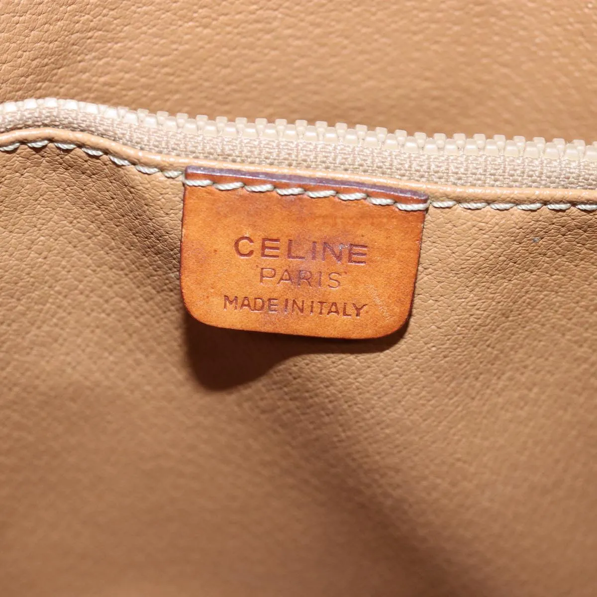 CELINE Macadam Canvas Tote Bag Beige Auth yk12586