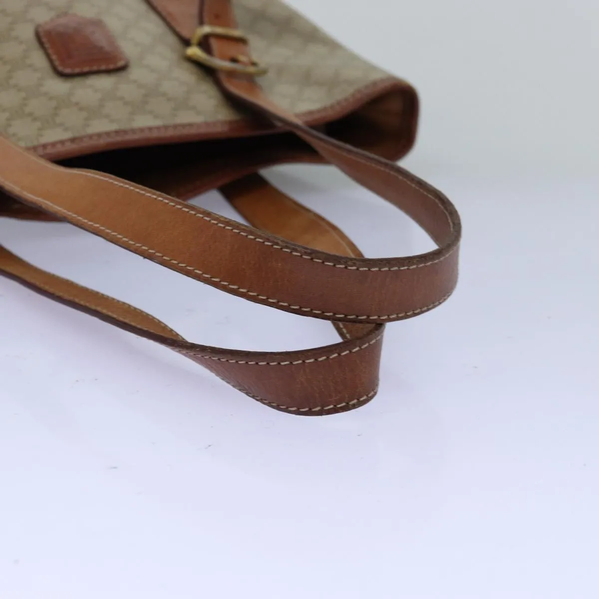 CELINE Macadam Canvas Tote Bag Beige Auth yk12586