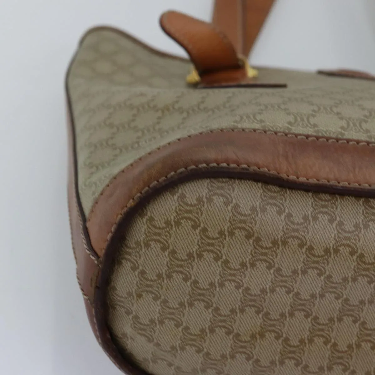 CELINE Macadam Canvas Tote Bag Beige Auth yk12586