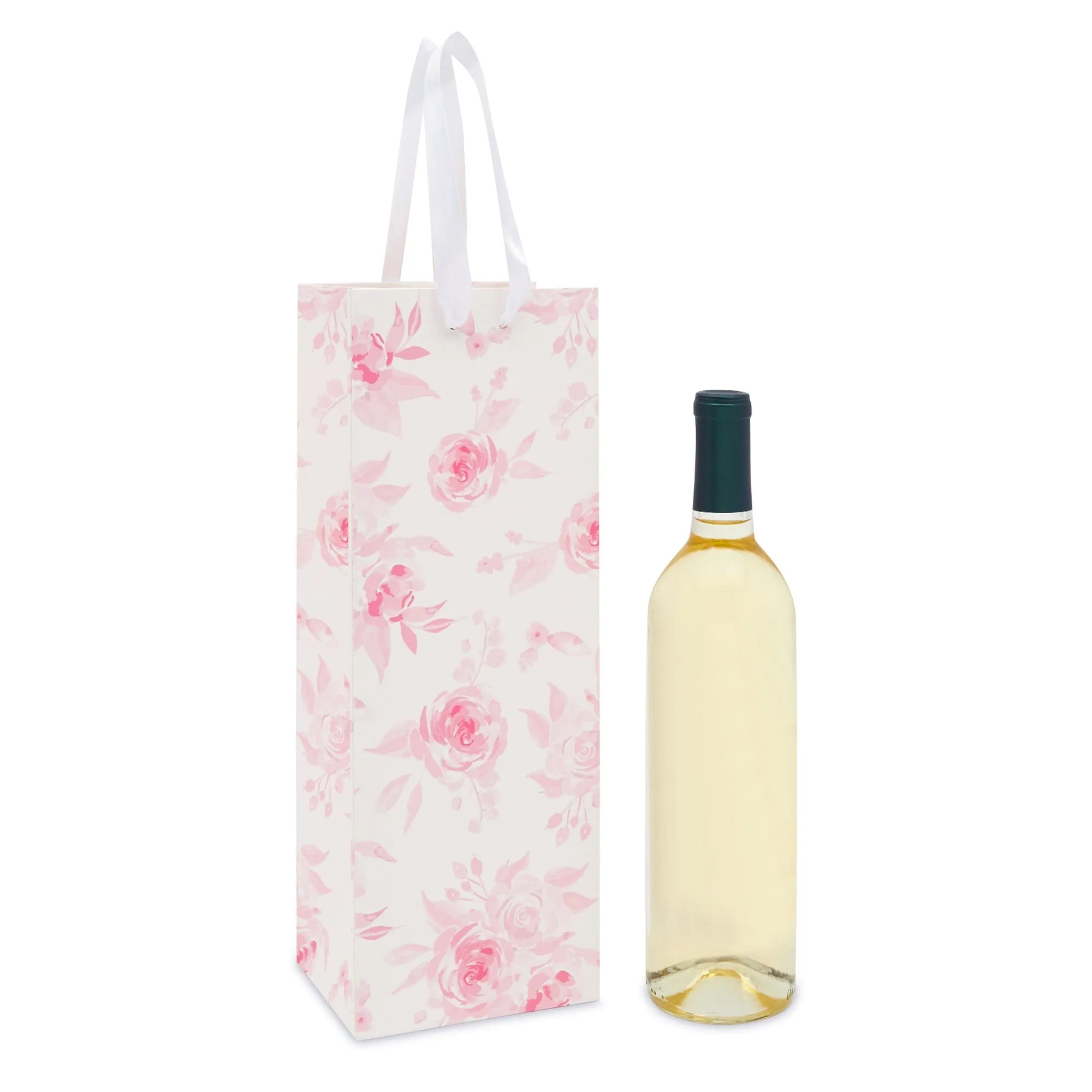 Champagne Wine Bottle Gift Bags for Bridal Shower and Weddings, 4 Designs (12 Pack)