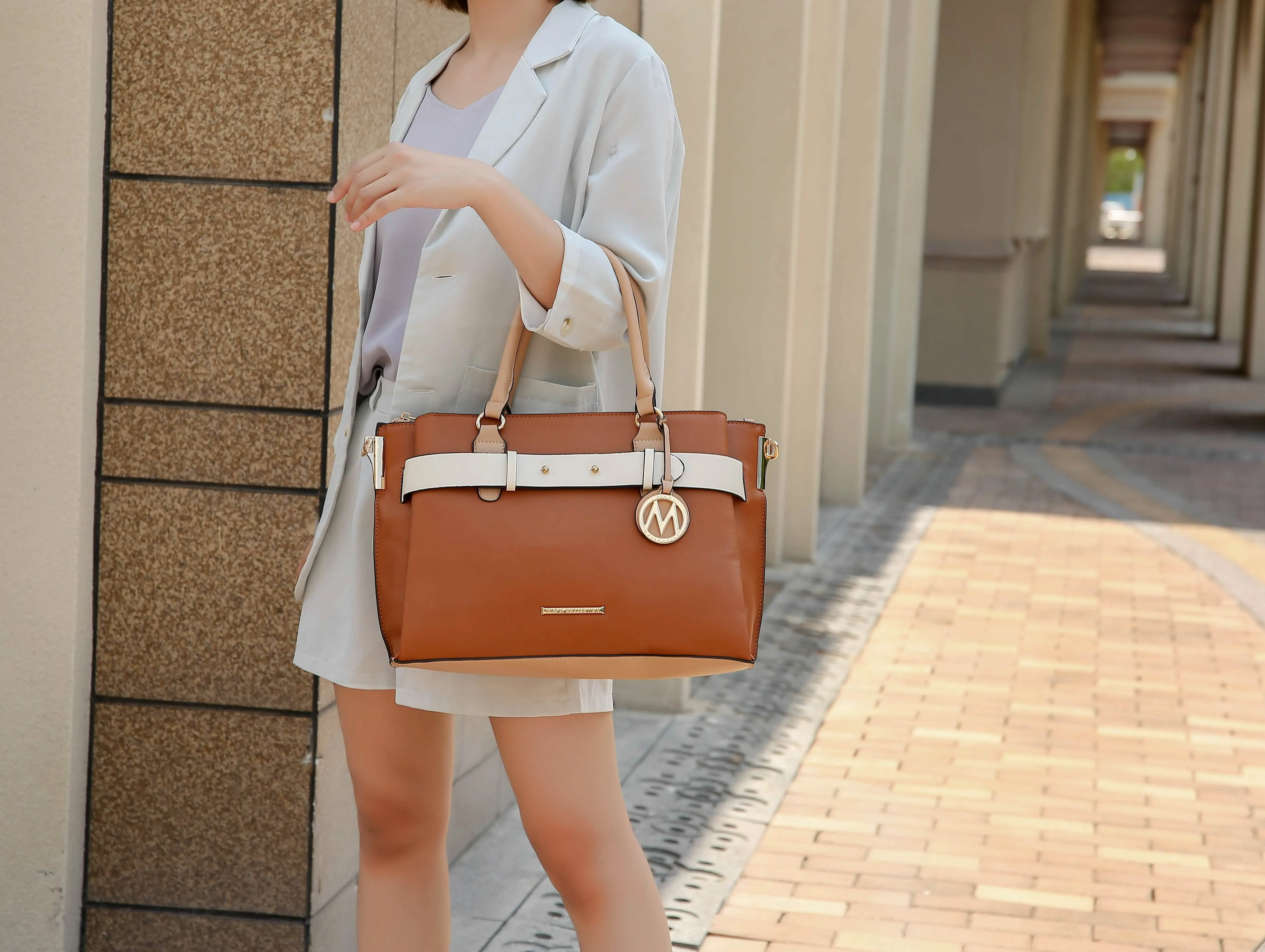 Chic Jamie Vegan Leather Satchel Bag