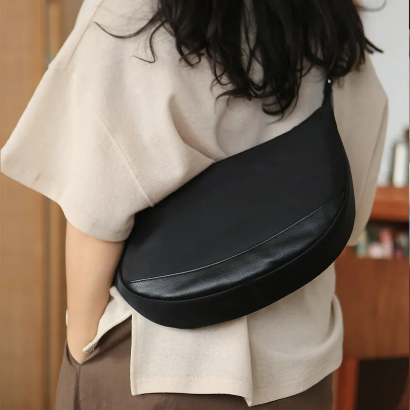 Chic Women's Nylon Crossbody Bag Black Small Shoulder Purse