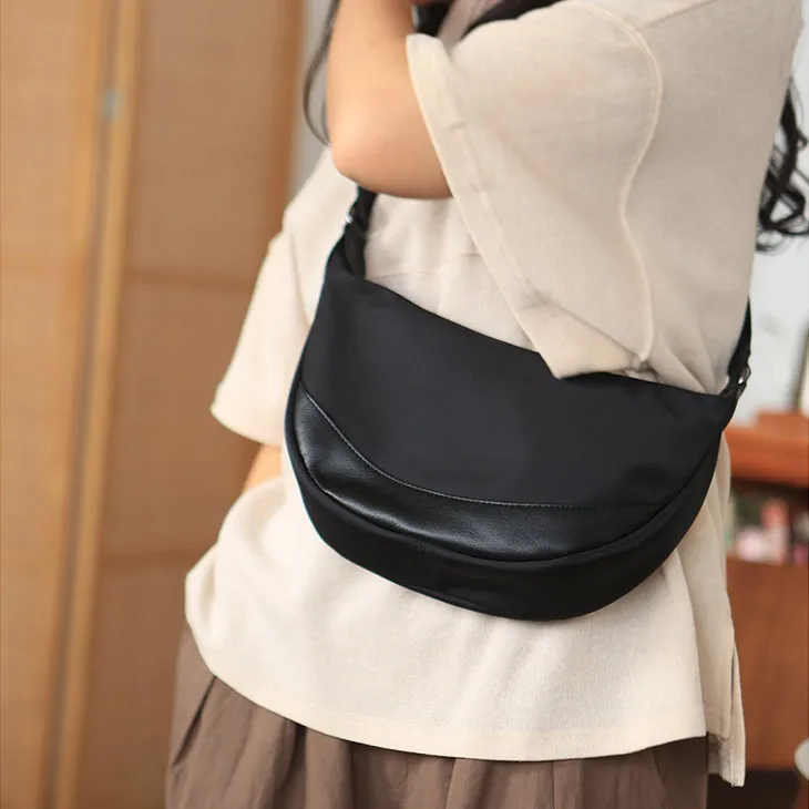 Chic Women's Nylon Crossbody Bag Black Small Shoulder Purse