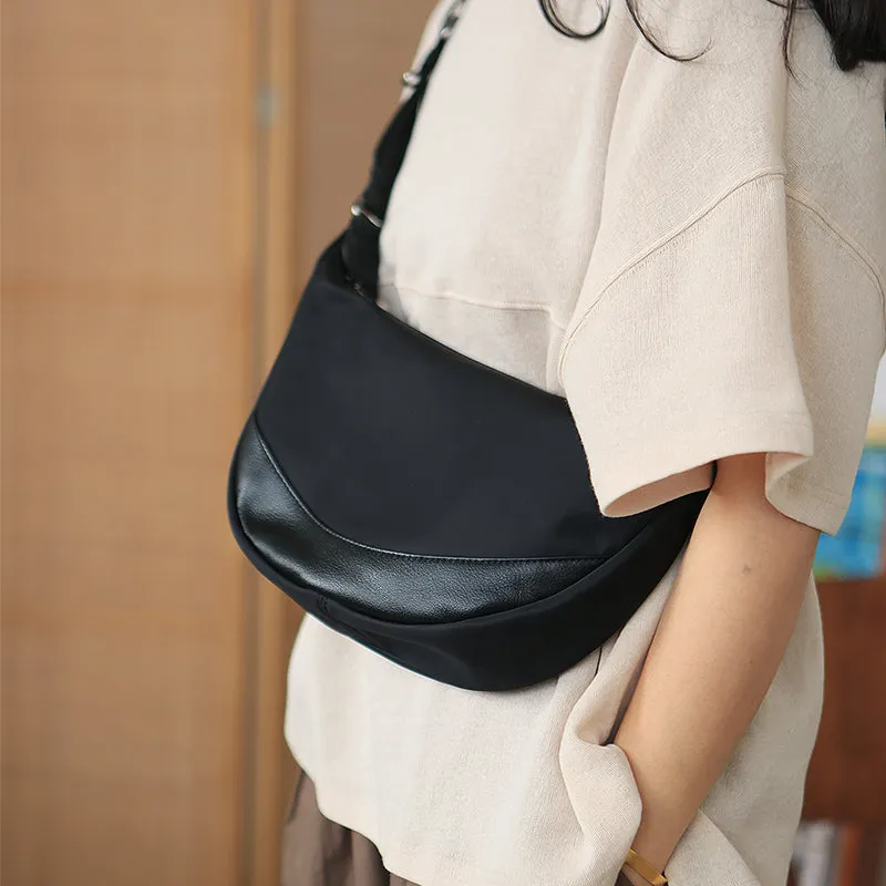 Chic Women's Nylon Crossbody Bag Black Small Shoulder Purse