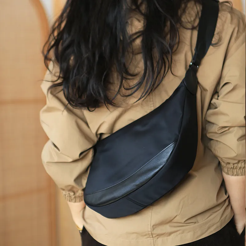 Chic Women's Nylon Crossbody Bag Black Small Shoulder Purse