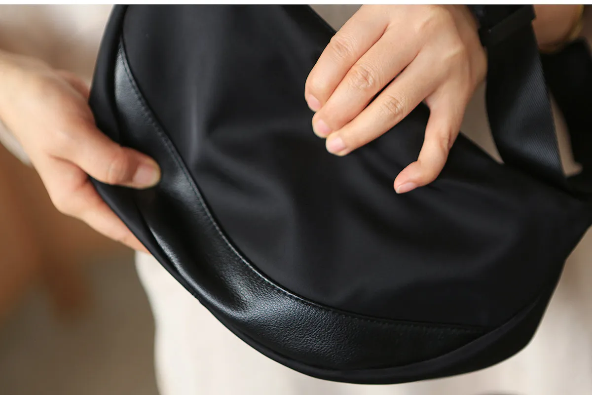 Chic Women's Nylon Crossbody Bag Black Small Shoulder Purse
