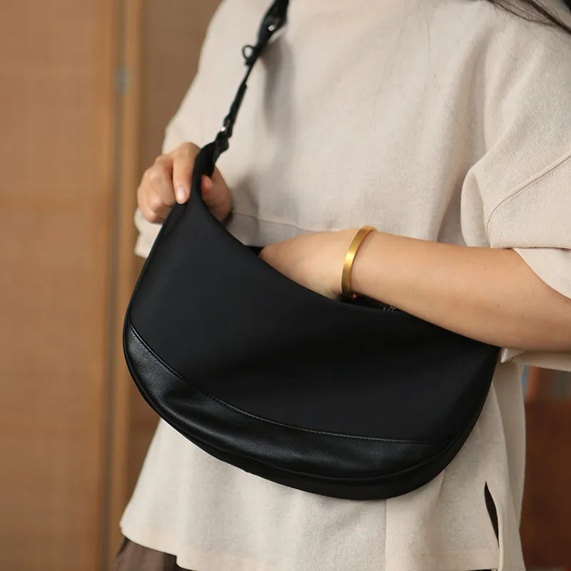 Chic Women's Nylon Crossbody Bag Black Small Shoulder Purse