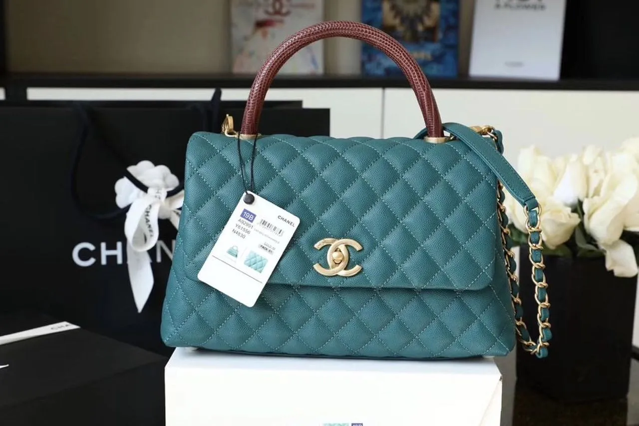 CHLLarge Flap Bag With Top Handle Teal For Women, Women’s Handbags, Shoulder And Crossbody Bags 11in/28cm A92991